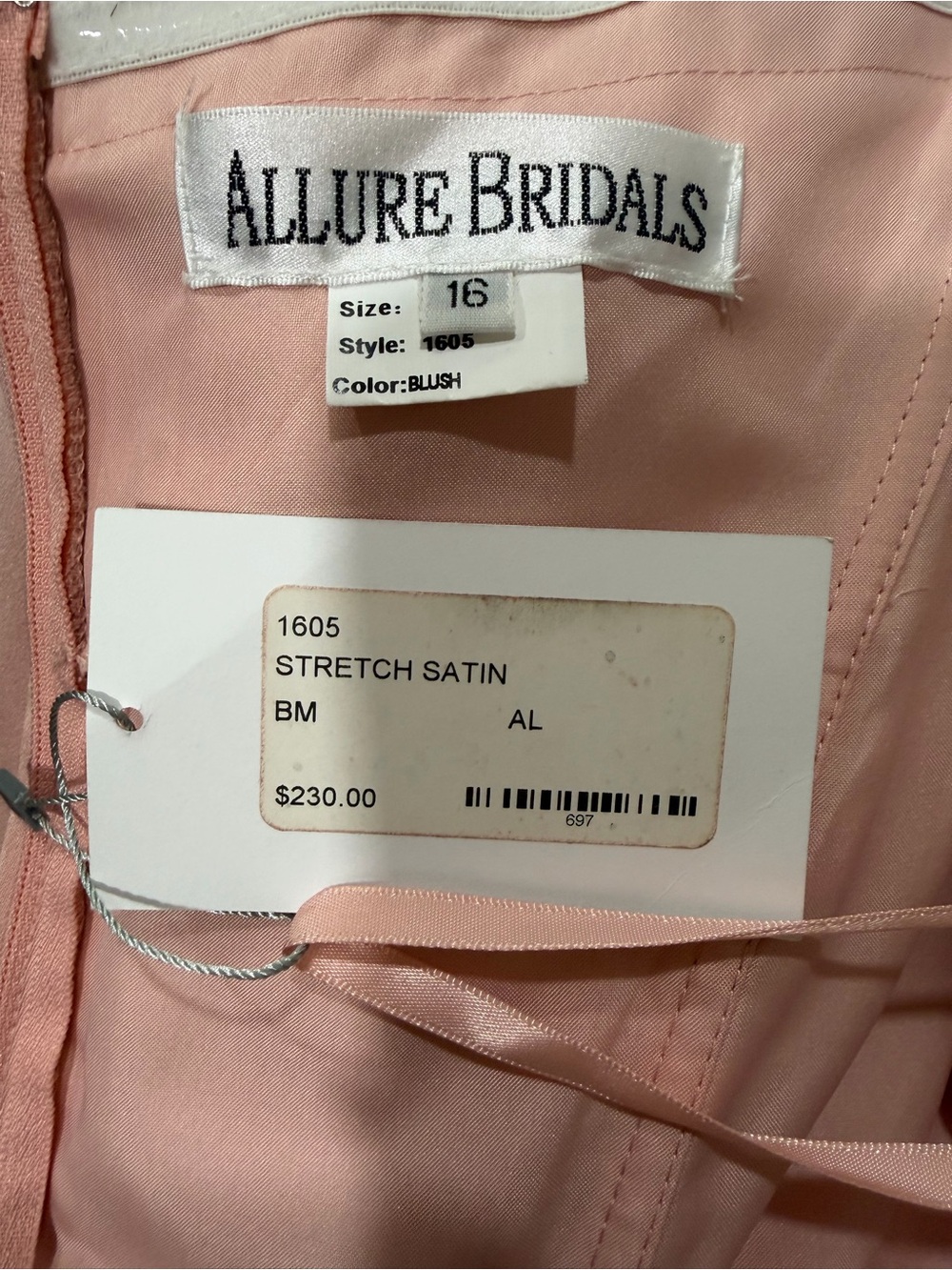 Allure Bridals Blush Satin Off Shoulder Formal Gown Size 16 - Picture 8 of 12
